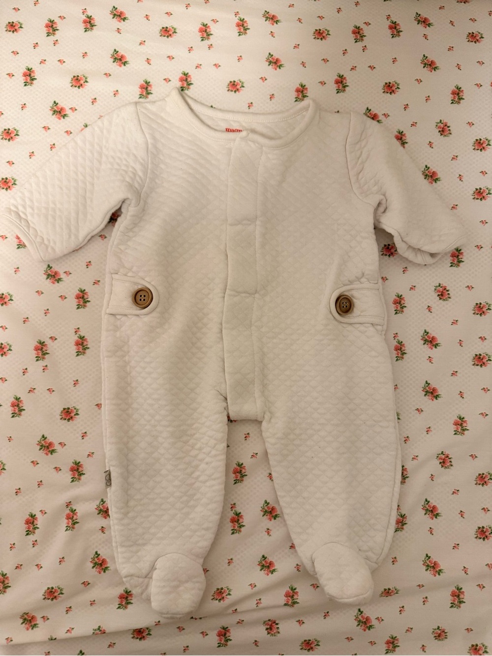 Magnetic Me Cream Quilted Footed One-Piece